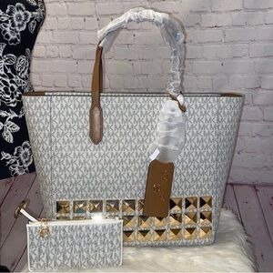 Michael Kors SINCLAIR Tote/JET SET CHARM Slim Card Case 2pc Set